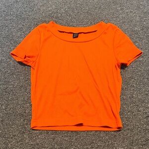 Orange Ribbed Women's Top